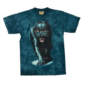 The Mountain Vintage 1999 Black Panther T-Shirt Dark Teal Tie Dye Adult Medium